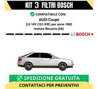KIT BOSCH 3 Filtri tagliando per AUDI Coupé 2.0 16V 101 kw Benzina 1992