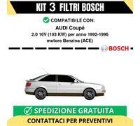 KIT BOSCH 3 Filtri tagliando per AUDI Coupé 2.0 16V 103 kw Benzina 1992-1996