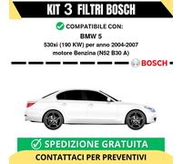 KIT BOSCH 3 Filtri tagliando per BMW 5 530xi 190 kw Benzina 2004-2007