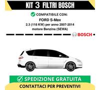 KIT BOSCH 3 Filtri tagliando per FORD S-Max 2.3 118 kw Benzina 2007-2014