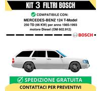 KIT BOSCH 3 Filtri tagliando per MERCEDES-BENZ 124 T-Model 250 TD 66 kw Diese...