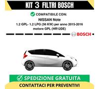 KIT BOSCH 3 Filtri tagliando per NISSAN Note 1.2 GPL- 1.2 LPG 56 kw GPL 2015-...
