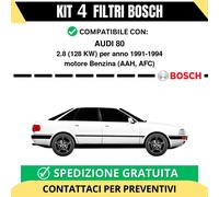 KIT BOSCH 4 Filtri tagliando per AUDI 80 2.8 128 kw Benzina 1991-1994