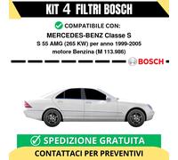 KIT BOSCH 4 Filtri tagliando per MERCEDES-BENZ Classe S S 55 AMG 265 kw Benzi...