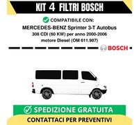 KIT BOSCH 4 Filtri tagliando per MERCEDES-BENZ Sprinter 3-T Autobus 308 CDI 6...