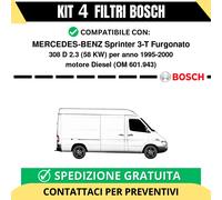 KIT BOSCH 4 Filtri tagliando per MERCEDES-BENZ Sprinter 3-T Furgonato 308 D 2...