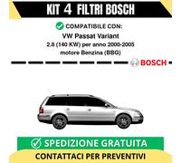 KIT BOSCH 4 Filtri tagliando per VW Passat Variant 2.8 140 kw Benzina 2000-2005
