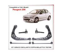 KIT Bracci Oscillanti + Biellette + Testine Sterzo Peugeot 206 Bracetti 6 Pezzi