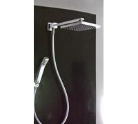 KIT BRACCIO DOCCIA LUX QUADRO DEVIATORE SOFFIONE 20X20 DOCCETTA E FLEX SILVER
