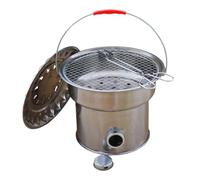 Kit braciere, braciere rotondo in acciaio inox a legna, braciere da patio con coperchio, rete per barbecue, camino da esterno per giardino, veranda, terrazza, campeggio(B)