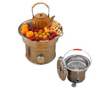 Kit braciere per la casa, braciere da esterno, piccoli caminetti in acciaio inox con coperchio/griglia/maniglia per esterni, cortile, terrazza, feste, falò, barbecue, preparazione del tè