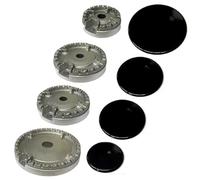 Kit Bruciatori Liscio + Coprispartifiamma per Piano Cottura - Set 4 Piattelli + 4 Bruciatori Compatibili Con Ariston, Indesit, Samet, Sabat e Nardi