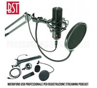 KIT BST Stm300-PLUS Microfono USB professionale registrazione streaming podcast