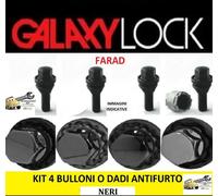 Kit Bulloni Antifurto NERI Galaxy Lock Farad per Cerchi Lega M12X1,5 L:24 R:13