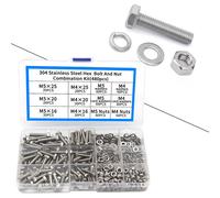 Kit bulloni e dadi esagonali metrici 480 pezzi con conservazione trasparente per