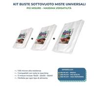 Kit Buste Sottovuoto Miste 100/200/300pz 15x25 20x30 30x40 Sacchetti Alimenti