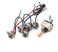 Kit Cablaggio Chitarra Elettrica 1 set di interruttore a levetta precablato 2v2t a 3 vie con e potenziometro con resistenza da 500k per chitarra di ricambio tre colori(Yellow cap)
