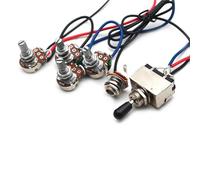 Kit Cablaggio Chitarra Elettrica 1 set di interruttore a levetta precablato 2v2t a 3 vie con e potenziometro con resistenza da 500k per chitarra di ricambio tre colori(Black Cap)