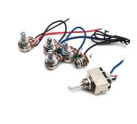 Kit Cablaggio Chitarra Elettrica 1 set di interruttore a levetta precablato 2v2t a 3 vie con e potenziometro con resistenza da 500k per chitarra di ricambio tre colori(White cap)