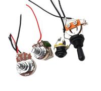 Kit Cablaggio Chitarra Elettrica Cablaggio interruttore per chitarra manopola VT precablata potenziometro grande B500K interruttore a levetta push pull A500K a 3 vie(BK)