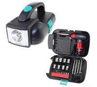 Kit cacciavite 24 in 1 con torcia a LED con manico a cricchetto, asta di prolunga e bussole di varie dimensioni, per uso domestico e riparazione