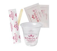 Kit Caffè 450 Pezzi - Set Accessori Da Caffè - 150 Bicchierini da 80ml, 150 Bustine di Zucchero Bianco e 150 Palette in Legno di Betulla