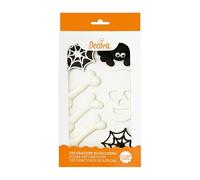 Kit Cake Decorazione Halloween Teschio + Ragno + Ragnatela + Ossa 16 grammi