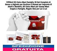 Kit Calco Mani Famiglia 3D Set Completo di Gesso e Alginato x Scultura E Stampi