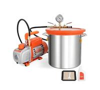 Kit camera a vuoto con pompa a vuoto monostadio da 3 CFM, coperchio in vetro temperato, kit camera di degasaggio sotto vuoto per stabilizzare il legno, epossidici fai da te,21L/5Gallon