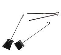 Kit Camino Attrezzi 3Pezzi, Set Utensili Camino in Ferro Battuto, Accessori per Caminetto Stufa Legna con PINZA Scopa Pala Nero