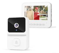 Kit campanello video wireless con display da 4,3 pollici e telecamera grandangolare a 85 gradi per notifiche push istantanee e doppia conversazione audio senza connessione Internet in finitura bianca