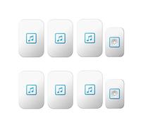 Kit campanello wireless 2 trasmettitori 6 ricevitori impermeabili 60 melodie LED portata 300M(White)