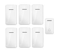 Kit Campanello Wireless Autogenerante 6 Ricevitori Impermeabile Portata 200M 48 Toni LED Multicolor(White)