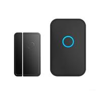 Kit campanello wireless con porta e sensore finestra, offre 52 suoni di sicurezza, 45 varianti di melodia, 6 voci di benvenuto e allarme per la sicurezza domestica e negozio (nero)