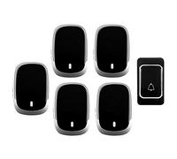 Kit Campanello Wireless Impermeabile 36 Melodie Portata 300M 1 Trasmettitore 5 Ricevitori LED Multicolor(Black)