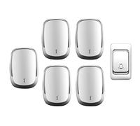 Kit Campanello Wireless Impermeabile 36 Melodie Portata 300M 1 Trasmettitore 5 Ricevitori LED Multicolor(Silver)