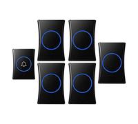 Kit campanello wireless Impermeabile Portata 300M 38 Suonerie 4 Livelli di volume Flash LED Confezione da 6 Multicolor(Black)