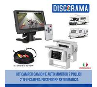 KIT CAMPER CAMION E AUTO MONITOR 7 POLLICI 2 TELECAMERA POSTERIORE RETROMARCIA