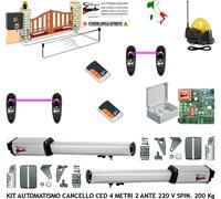 KIT CANCELLO AUTOMATICO 4 MT 2 ANTE CED MOTORI 220 V 2 FOTO 2 TELEC LAMPEGG SELE