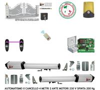 Kit Cancello Elettrico 230 V Automatico 4 MT 2 Ante Fotoc Lamp Radioc Selet REC