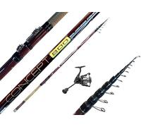 Kit Canna Bolognese 8 Metri + Mulinello 3000 Carbonio Alto Modulo Pesca Mare Lago Orata Sarago Concept