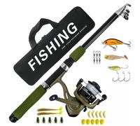 Kit canna da pesca telescopica 1,8 m con scatola esche mulinello 2000 e borsa da