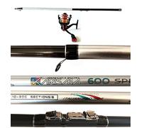 Kit Canna + Mulinello Nisham Pesca Bolognese Carbonio Karisma 6mt Passata Fiume Scogliera Mare