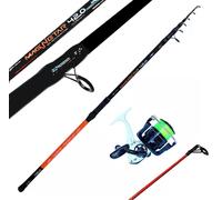 kit canna + mulinello pesca surf casting siluro lancio 200g mare mosso
