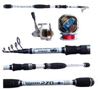 Kit Canna Pesca Spinning Vento 2.70m Mulinello Kaya Filo Trota Bass Travel TPS