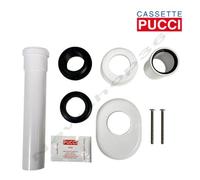 KIT CANOTTO TUBO SCARICO WC CON MORSETTO ROSONE OVALE BIANCO PER CASSETTA PUCCI