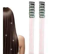 Kit Capelli Lamina - Dodici pezzi, 50 centimetri. Extension fata, resistente calore. Lucente applicazione a clip. Filo sintetico, festival, travestimenti. Adatto donne, bambine