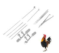 Kit Cappatura Polli 10 Pezzi Acciaio Castrazione Sicura Galli | Set con espansore, coltello, cucchiaio e ago in 2 misure, per pulcini 20-45 giorni, uncino ferma filo, lavare e bollire