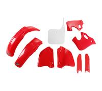 Kit carenatura UFO PLAST in 9 pezzi con protezione forcella rosso/bianco