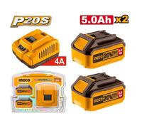 Kit Caricabatteria + 2 Batteria 5Ah litio 20V Compatibile elettroutensili INGCO